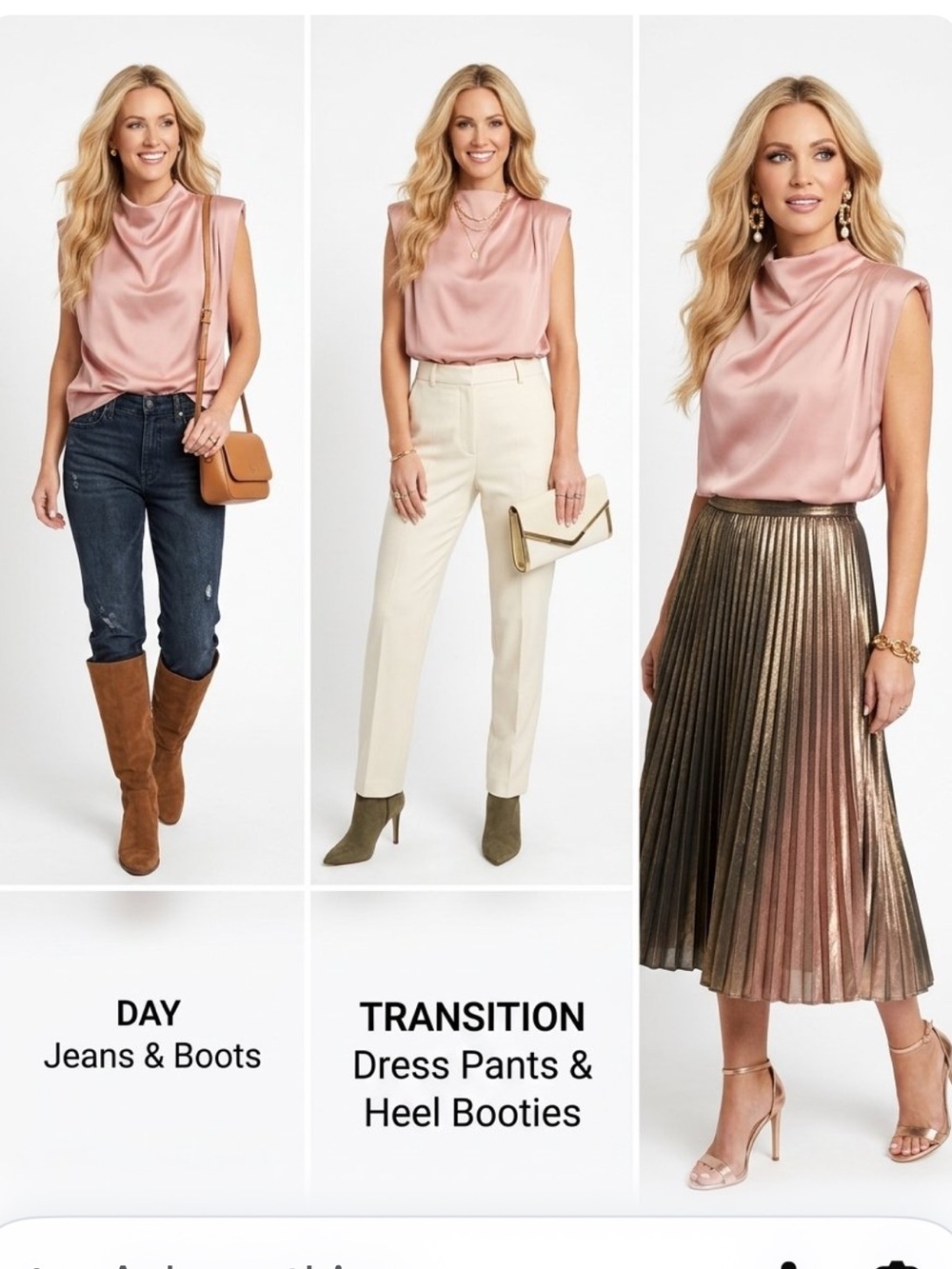 entro Dusty Pink Satin Cowl Neck Sleeveless Top